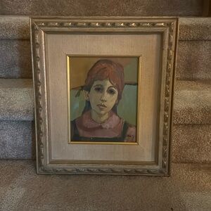 Oil painting, entitled Kathy with red hair 8 x 10 from the KARLEBACH gallery.